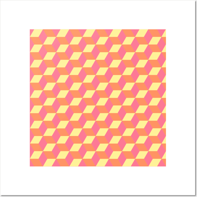 Geometric design- pink, orange, and yellow Wall Art by mockingjaeart